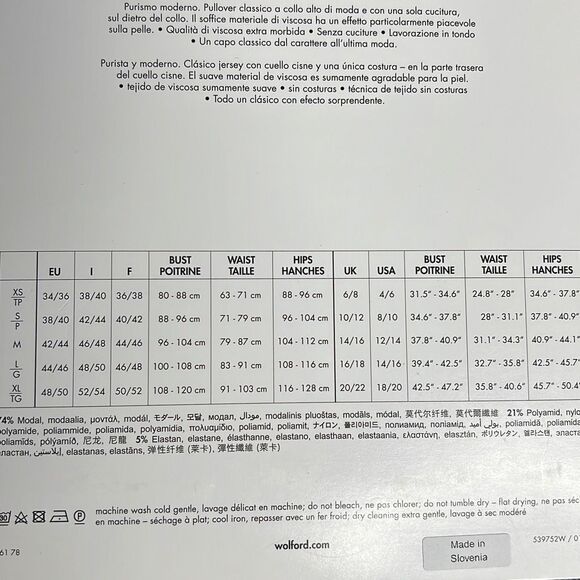 NWT Wolford Viscose Pullover Turtleneck 56178 L - Picture 5 of 9